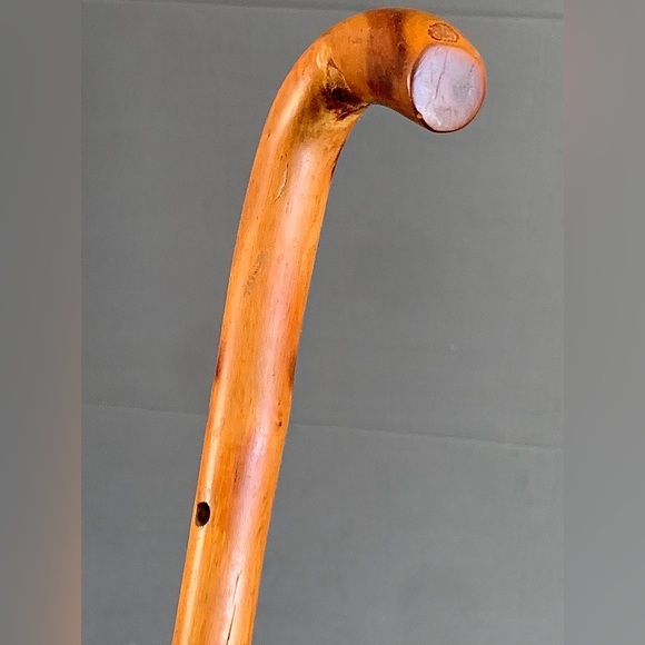 Antique Artisan Hand Crafted Metal Tip Solid Root Wood Cane Walking Stick - Picture 10 of 16